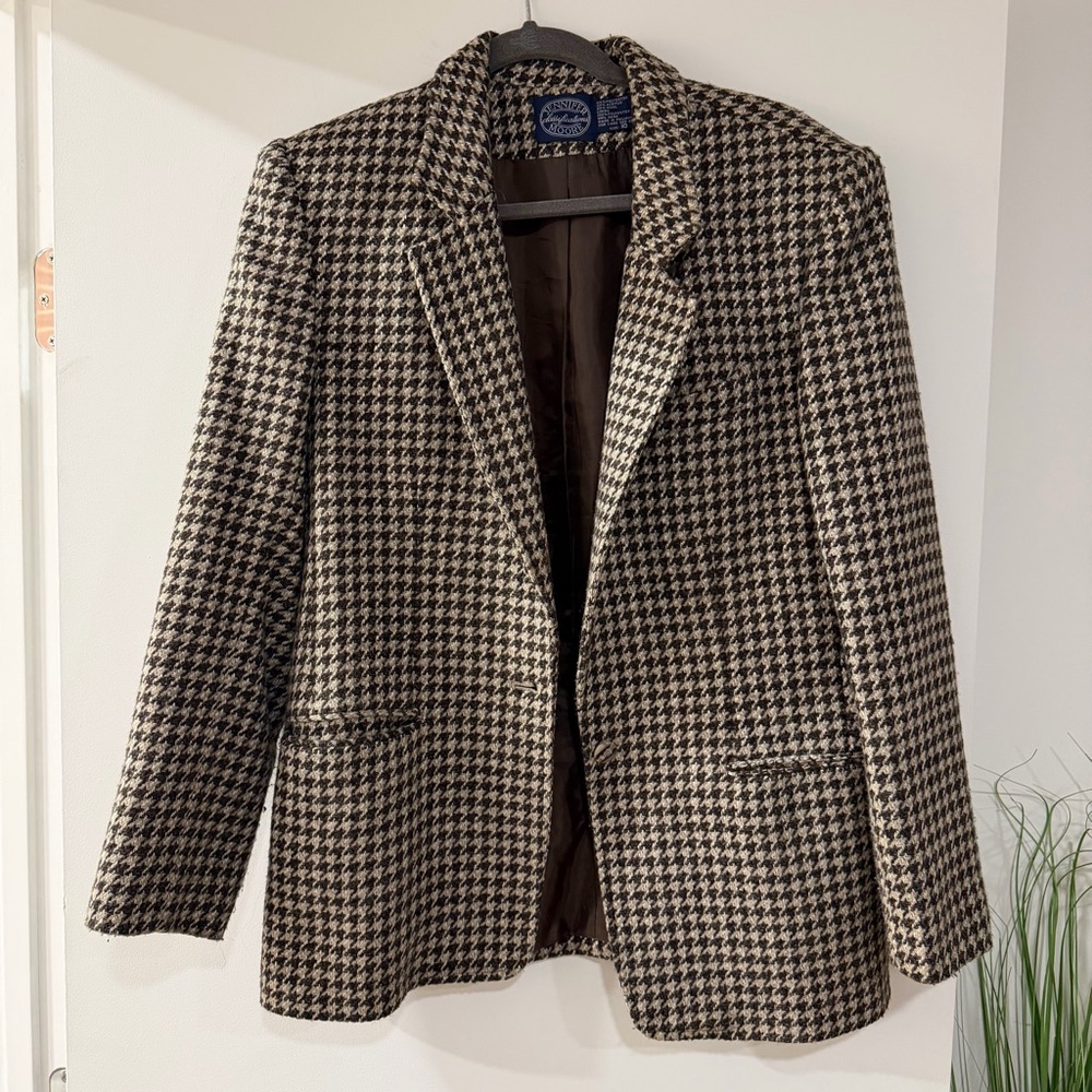 Vintage Brown Houndstooth Blazer